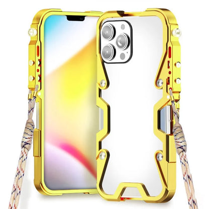 For iPhone 12 Pro Max 6.7 inch Metal Case Aluminium Alloy Slim Phone Cover with Strap