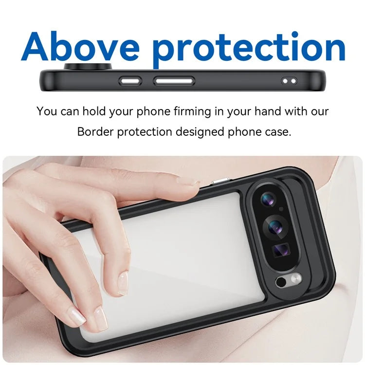 For Google Pixel 9 Clear Case TPU Frame Acrylic Back Phone Cover