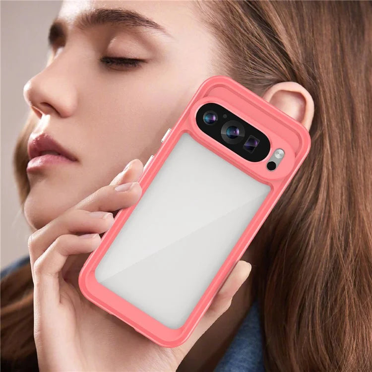 For Google Pixel 9 Clear Case TPU Frame Acrylic Back Phone Cover
