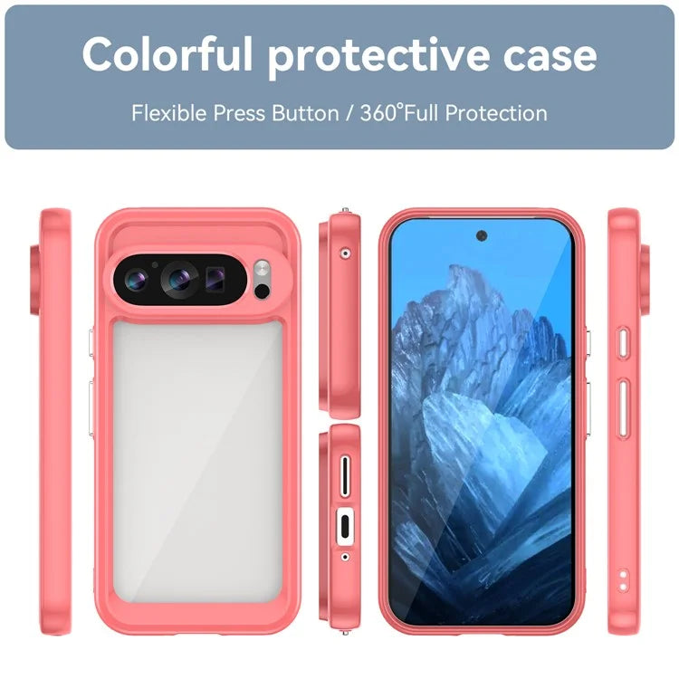 For Google Pixel 9 Clear Case TPU Frame Acrylic Back Phone Cover