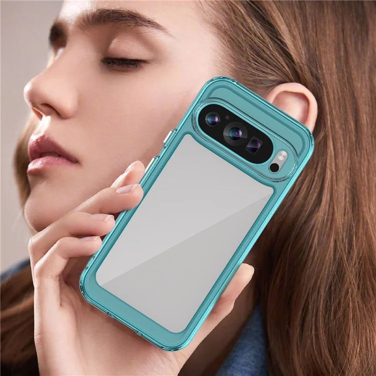 For Google Pixel 9 Clear Case TPU Frame Acrylic Back Phone Cover