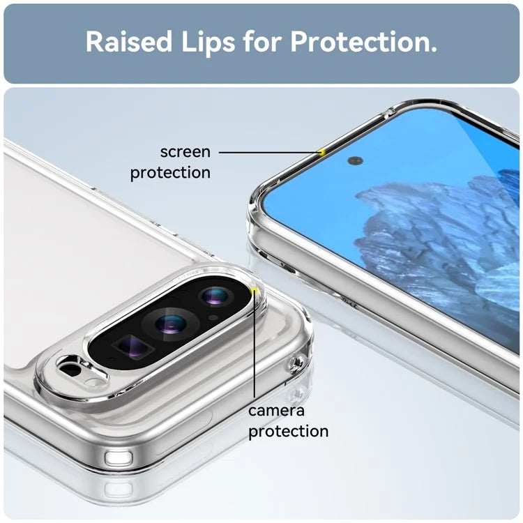 For Google Pixel 9 Clear Case TPU Frame Acrylic Back Phone Cover