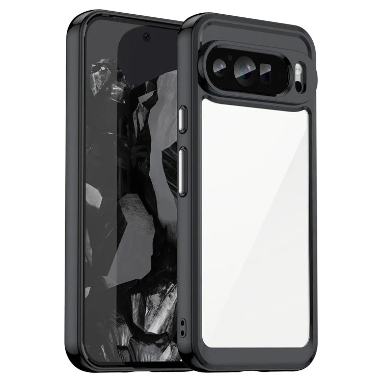 For Google Pixel 9 Pro Clear Phone Case TPU Frame Acrylic Back Cover