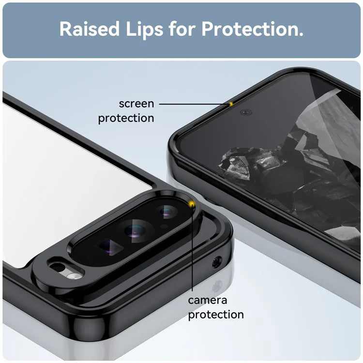 For Google Pixel 9 Pro Clear Phone Case TPU Frame Acrylic Back Cover