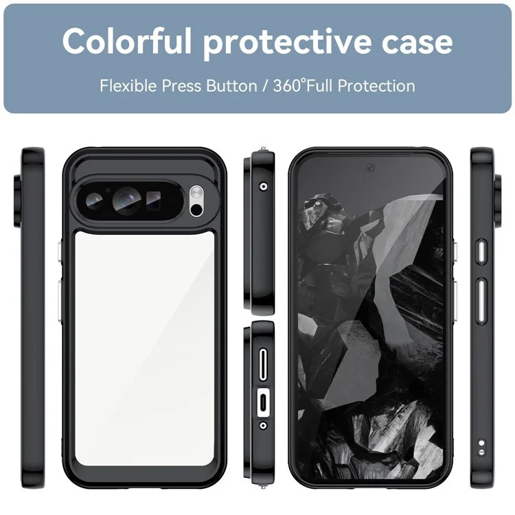 For Google Pixel 9 Pro Clear Phone Case TPU Frame Acrylic Back Cover