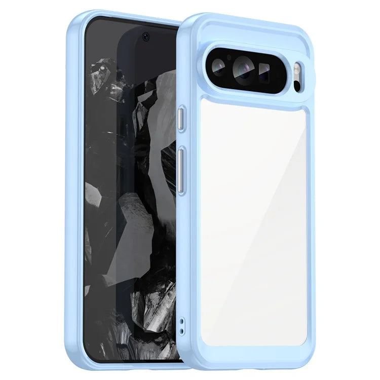 For Google Pixel 9 Pro Clear Phone Case TPU Frame Acrylic Back Cover