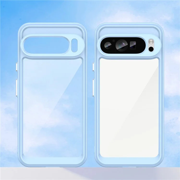 For Google Pixel 9 Pro Clear Phone Case TPU Frame Acrylic Back Cover