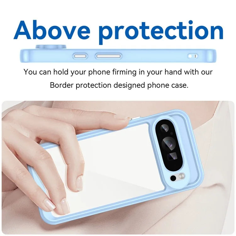For Google Pixel 9 Pro Clear Phone Case TPU Frame Acrylic Back Cover