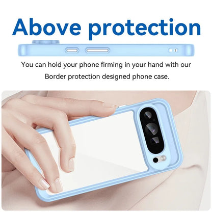 For Google Pixel 9 Pro Clear Phone Case TPU Frame Acrylic Back Cover