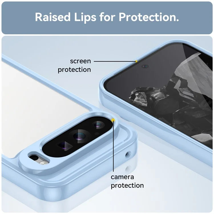 For Google Pixel 9 Pro Clear Phone Case TPU Frame Acrylic Back Cover