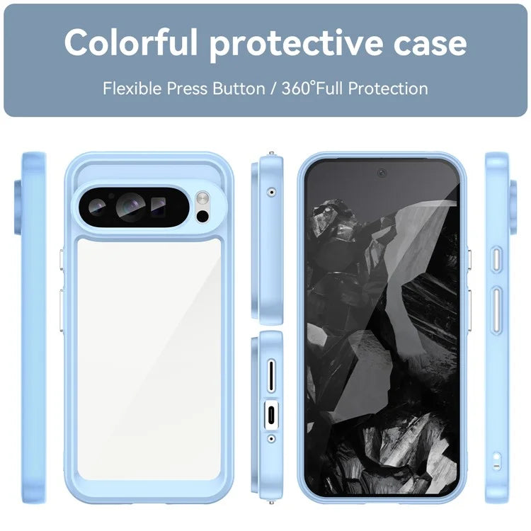 For Google Pixel 9 Pro Clear Phone Case TPU Frame Acrylic Back Cover