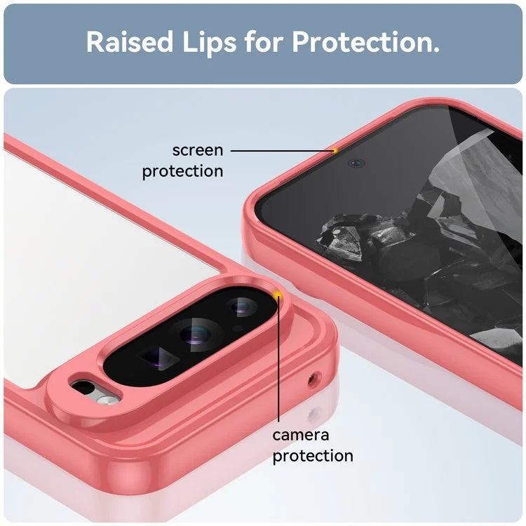 For Google Pixel 9 Pro Clear Phone Case TPU Frame Acrylic Back Cover