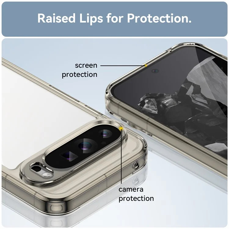 For Google Pixel 9 Pro Clear Phone Case TPU Frame Acrylic Back Cover