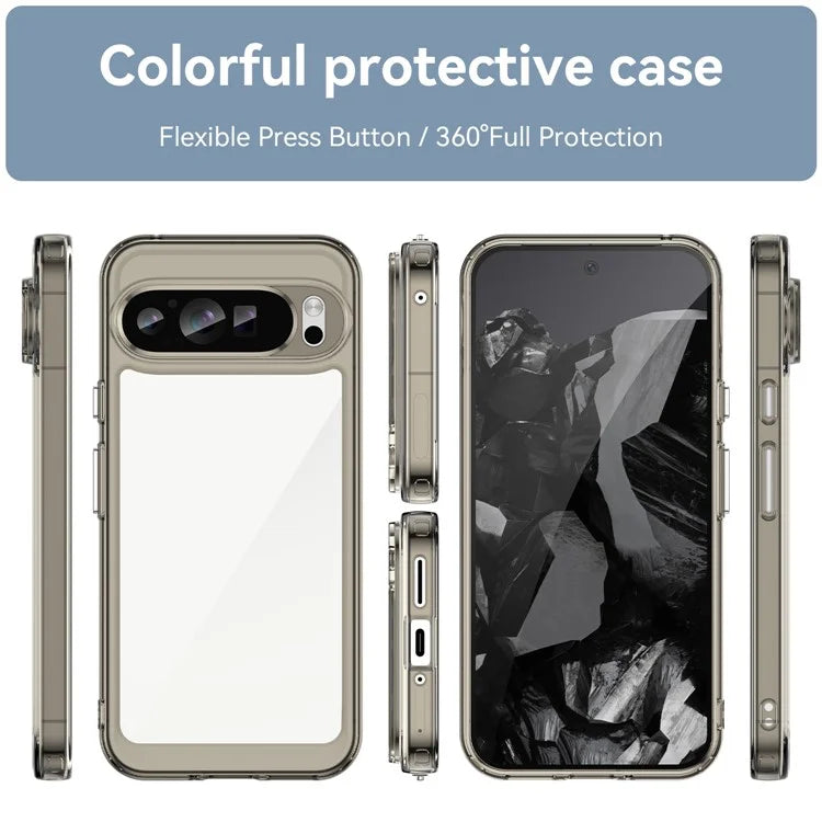 For Google Pixel 9 Pro Clear Phone Case TPU Frame Acrylic Back Cover