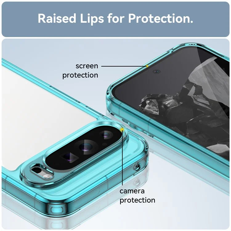 For Google Pixel 9 Pro Clear Phone Case TPU Frame Acrylic Back Cover