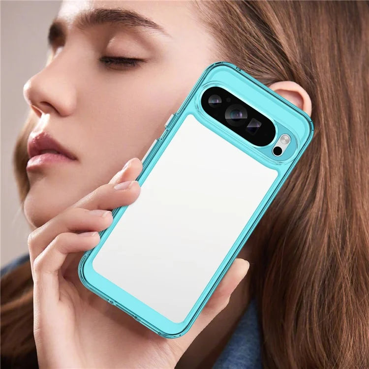 For Google Pixel 9 Pro Clear Phone Case TPU Frame Acrylic Back Cover