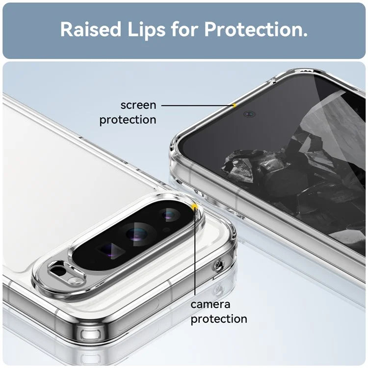 For Google Pixel 9 Pro Clear Phone Case TPU Frame Acrylic Back Cover