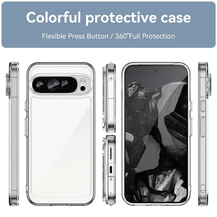 For Google Pixel 9 Pro Clear Phone Case TPU Frame Acrylic Back Cover