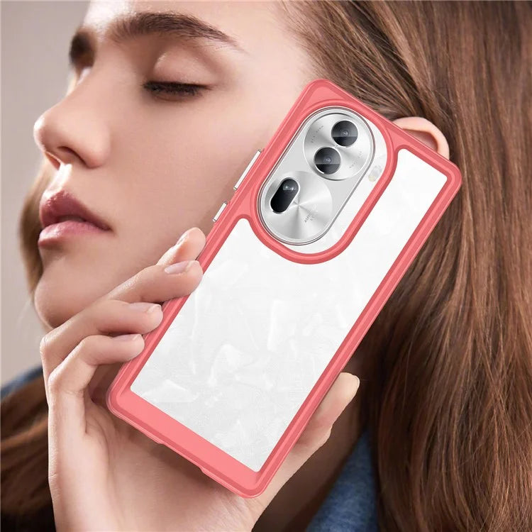 For Oppo Reno11 Pro 5G (Global) / Reno11 (China) 5G Case TPU + Acrylic Clear Phone Cover Colorful Frame