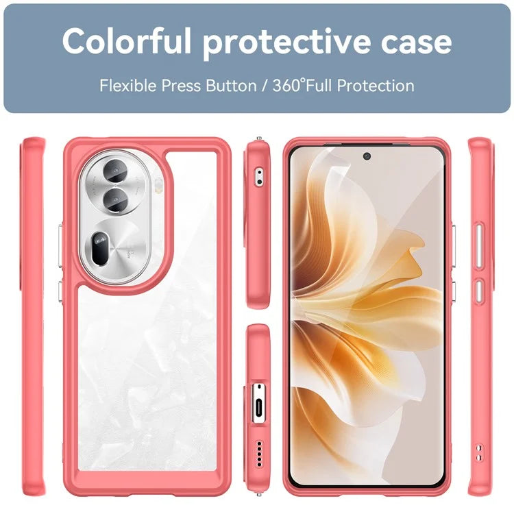 For Oppo Reno11 Pro 5G (Global) / Reno11 (China) 5G Case TPU + Acrylic Clear Phone Cover Colorful Frame
