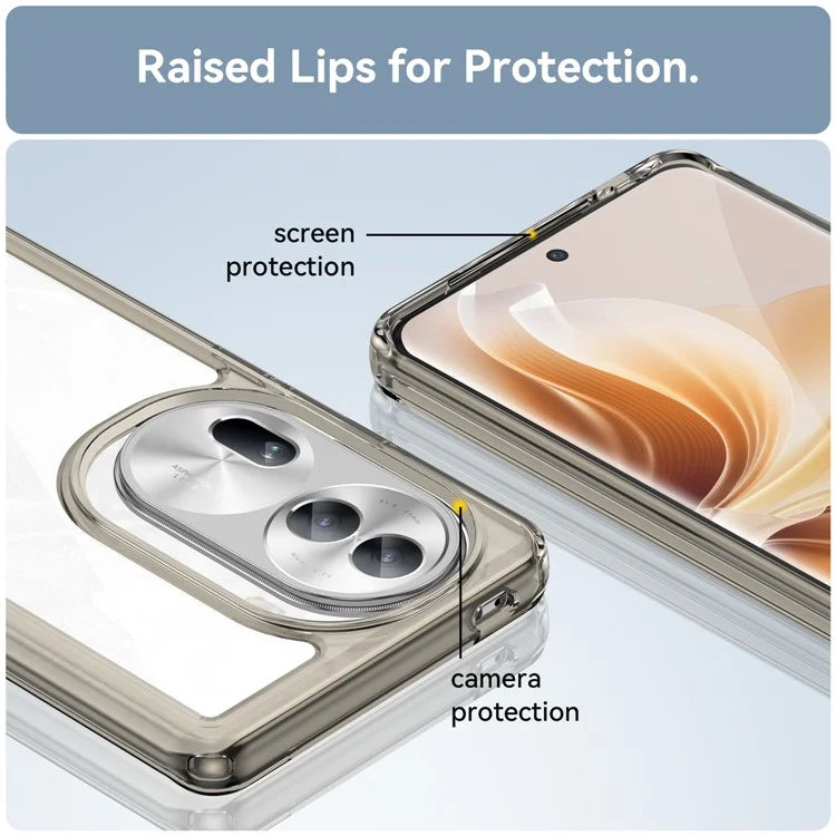 For Oppo Reno11 Pro 5G (Global) / Reno11 (China) 5G Case TPU + Acrylic Clear Phone Cover Colorful Frame