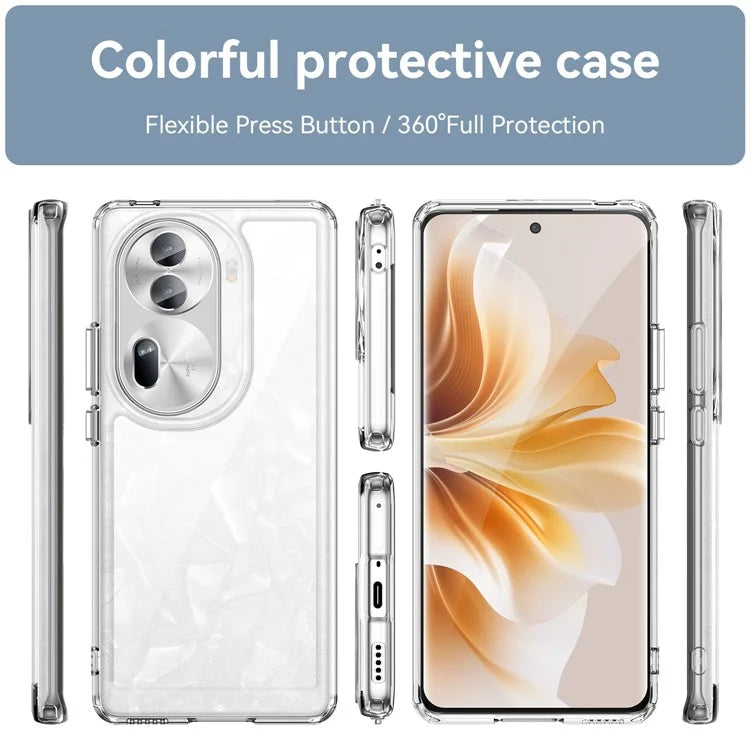 For Oppo Reno11 Pro 5G (Global) / Reno11 (China) 5G Case TPU + Acrylic Clear Phone Cover Colorful Frame