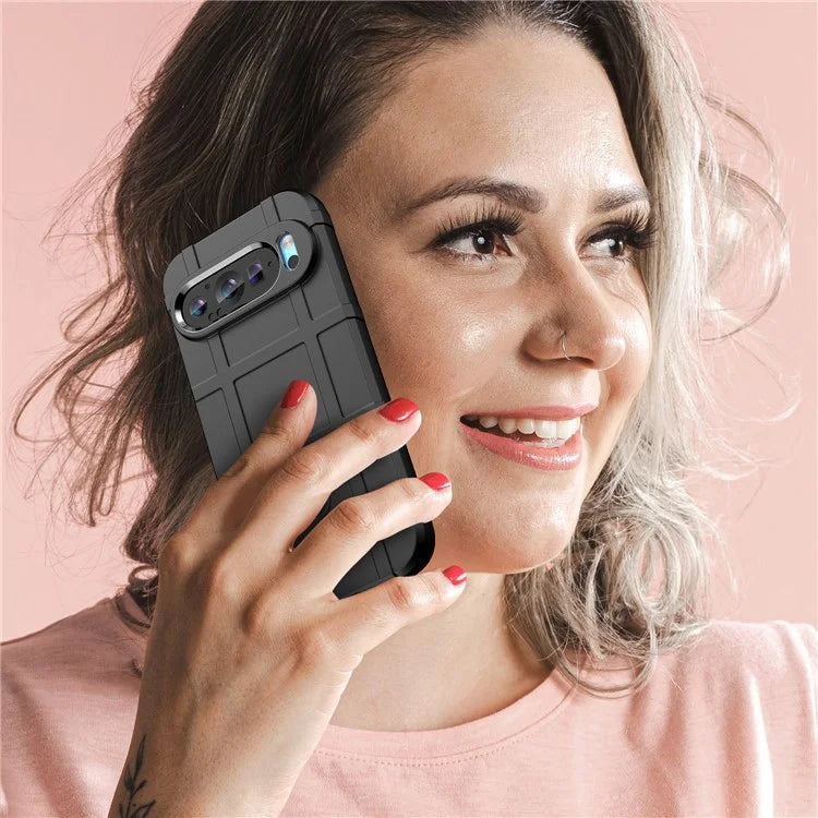 For Google Pixel 9 Pro TPU Case Square Grid Texture Mobile Phone Cover