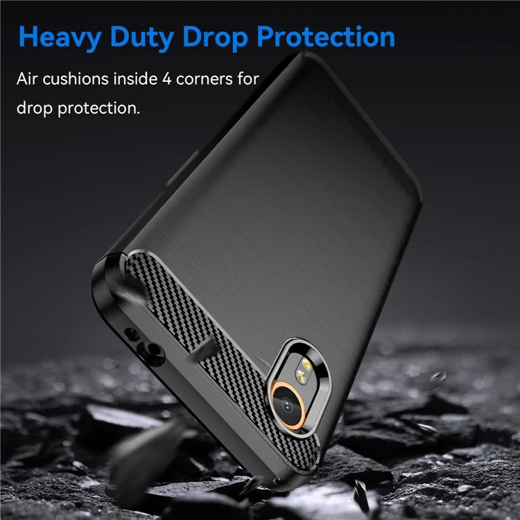 For Samsung Galaxy Xcover 7 TPU Case Carbon Fiber Texture Mobile Phone Cover