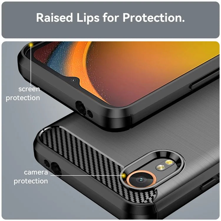 For Samsung Galaxy Xcover 7 TPU Case Carbon Fiber Texture Mobile Phone Cover