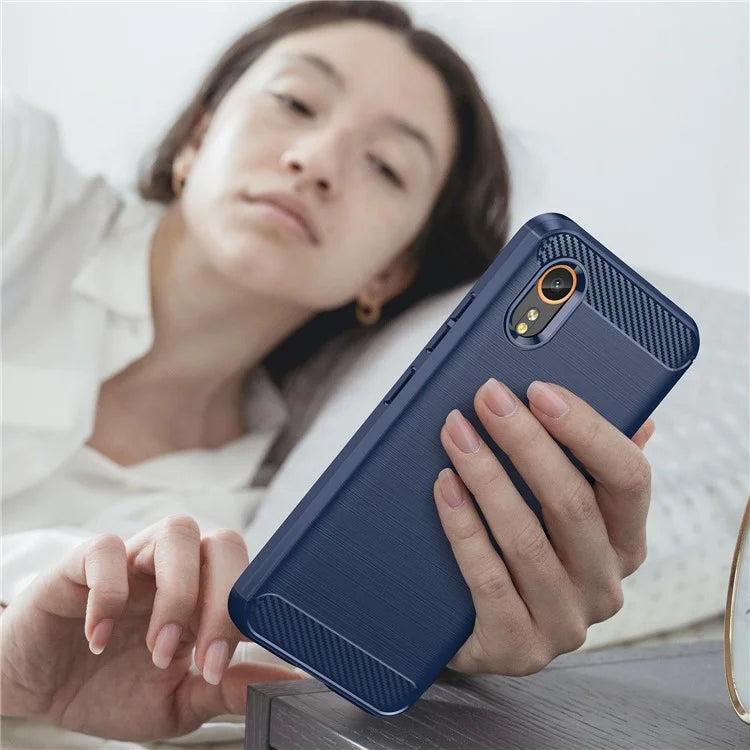 For Samsung Galaxy Xcover 7 TPU Case Carbon Fiber Texture Mobile Phone Cover