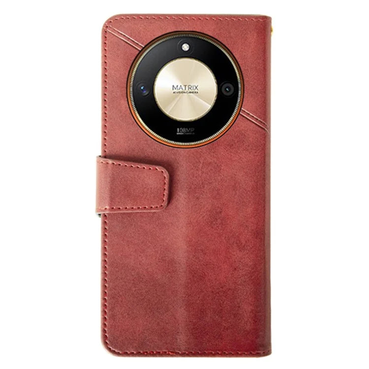 IDEWEI For Honor X9b 5G Case PU Leather Stand Phone Cover with Calf Texture