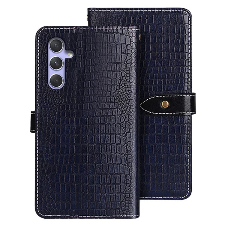 IDEWEI For Samsung Galaxy A55 5G PU Leather Flip Phone Case Crocodile Texture Stand Cover Wallet