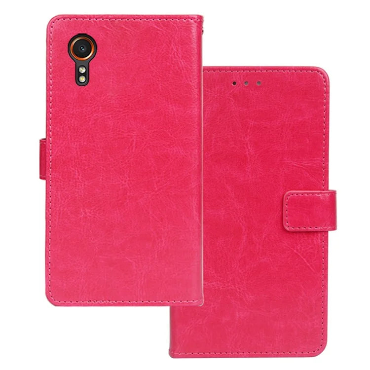 IDEWEI For Samsung Galaxy Xcover 7 Case Solid Color Drop Resistant PU Leather Phone Cover