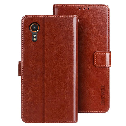 IDEWEI For Samsung Galaxy Xcover 7 Case Crazy Horse Texture PU Leather Full Protection Phone Cover