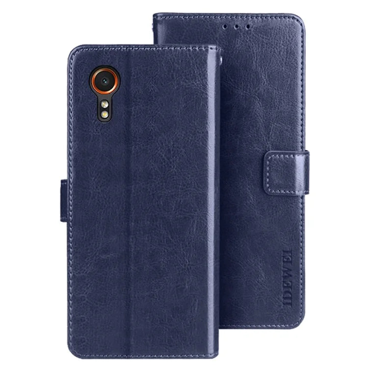 IDEWEI For Samsung Galaxy Xcover 7 Case Crazy Horse Texture PU Leather Full Protection Phone Cover