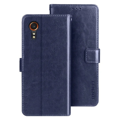 IDEWEI For Samsung Galaxy Xcover 7 Case Crazy Horse Texture PU Leather Full Protection Phone Cover