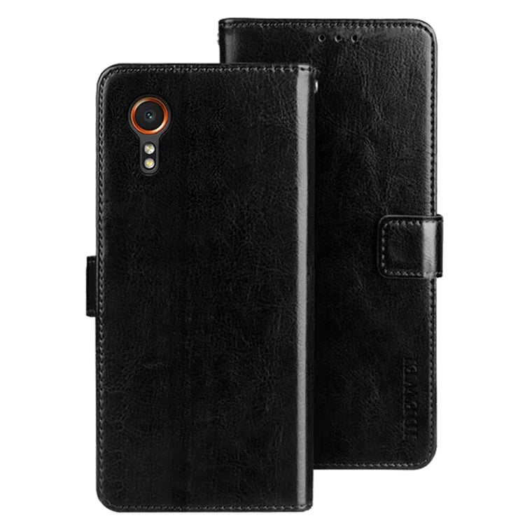 IDEWEI For Samsung Galaxy Xcover 7 Case Crazy Horse Texture PU Leather Full Protection Phone Cover