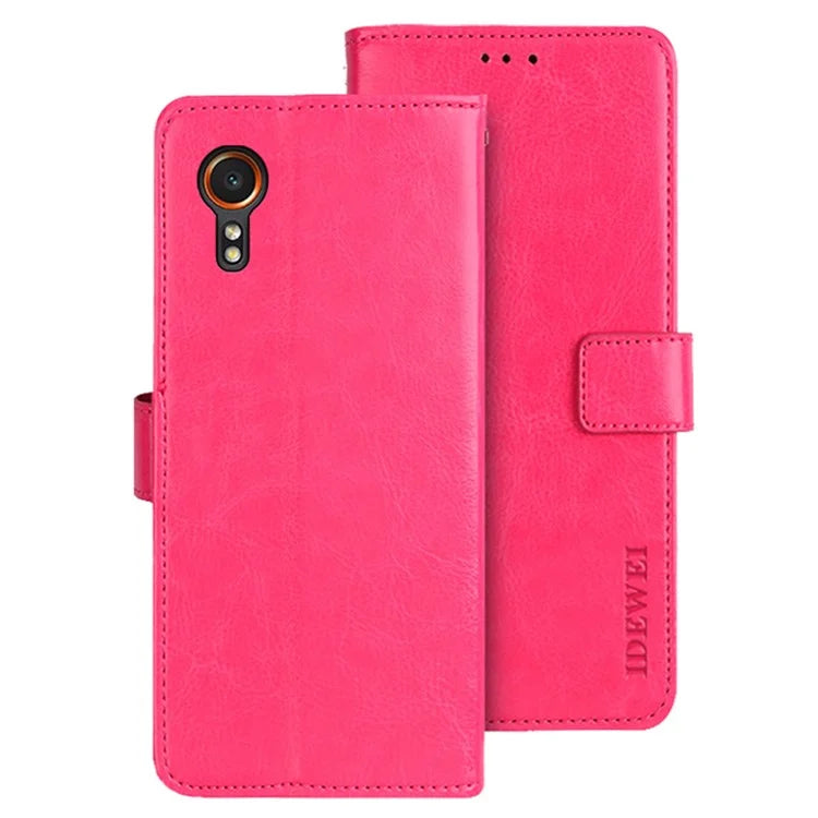 IDEWEI For Samsung Galaxy Xcover 7 Case Crazy Horse Texture PU Leather Full Protection Phone Cover
