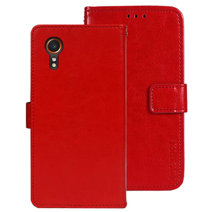 IDEWEI For Samsung Galaxy Xcover 7 Case Crazy Horse Texture PU Leather Full Protection Phone Cover