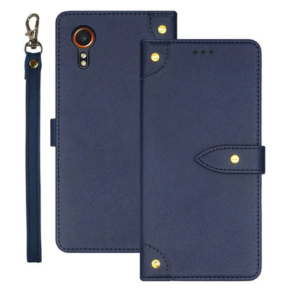 IDEWEI For Samsung Galaxy Xcover 7 Cover Gold Button Decor Leather Card Holder Cell Phone Case