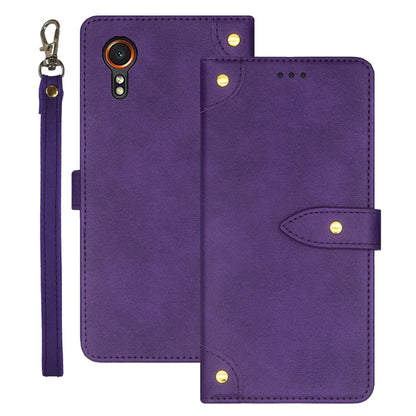 IDEWEI For Samsung Galaxy Xcover 7 Cover Gold Button Decor Leather Card Holder Cell Phone Case