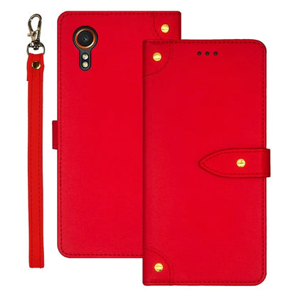 IDEWEI For Samsung Galaxy Xcover 7 Cover Gold Button Decor Leather Card Holder Cell Phone Case
