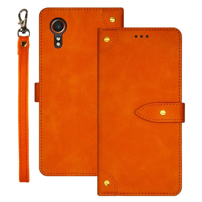IDEWEI For Samsung Galaxy Xcover 7 Cover Gold Button Decor Leather Card Holder Cell Phone Case