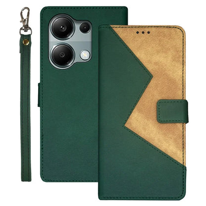 IDEWEI For Xiaomi Redmi Note 13 Pro 4G / Poco M6 Pro 4G Cover Splicing Color Leather Cell Phone Case