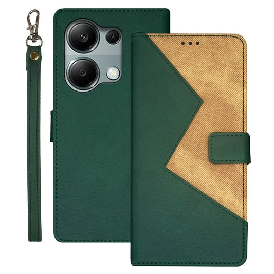 IDEWEI For Xiaomi Redmi Note 13 Pro 4G / Poco M6 Pro 4G Cover Splicing Color Leather Cell Phone Case