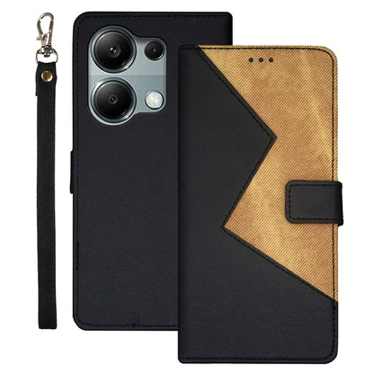 IDEWEI For Xiaomi Redmi Note 13 Pro 4G / Poco M6 Pro 4G Cover Splicing Color Leather Cell Phone Case