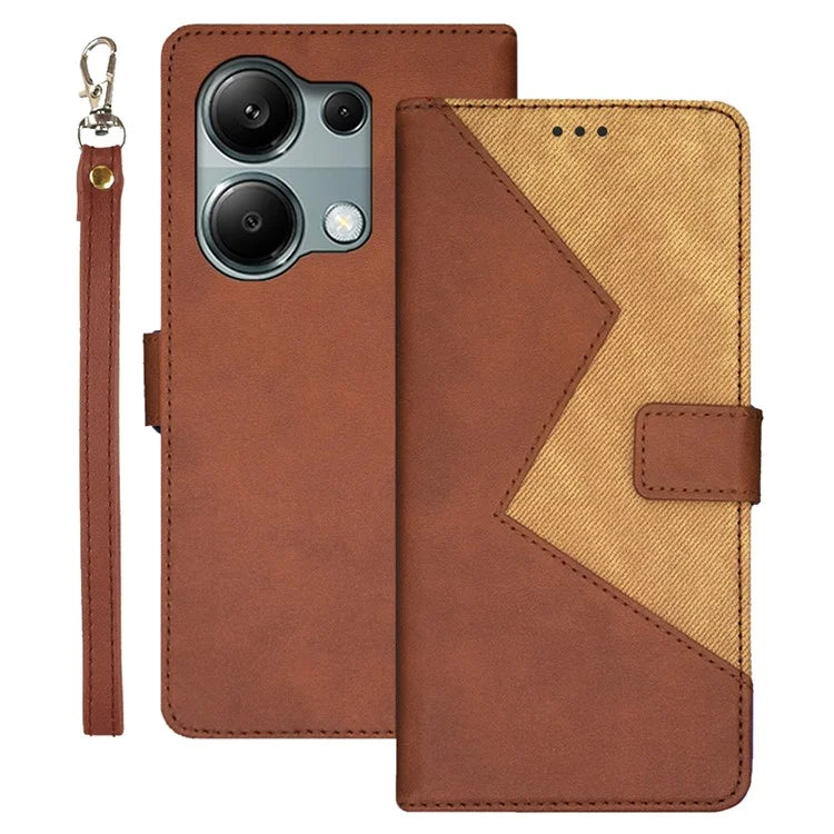 IDEWEI For Xiaomi Redmi Note 13 Pro 4G / Poco M6 Pro 4G Cover Splicing Color Leather Cell Phone Case