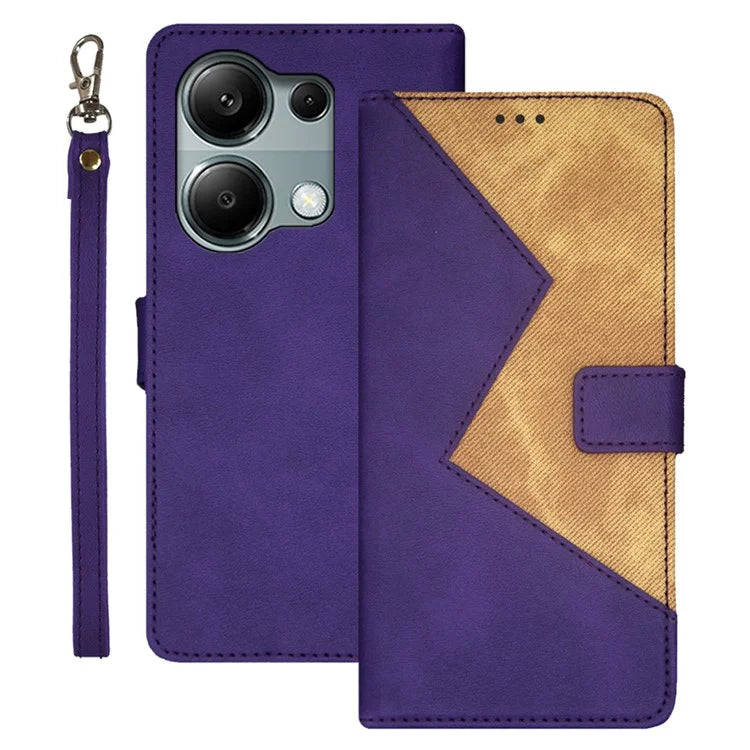 IDEWEI For Xiaomi Redmi Note 13 Pro 4G / Poco M6 Pro 4G Cover Splicing Color Leather Cell Phone Case