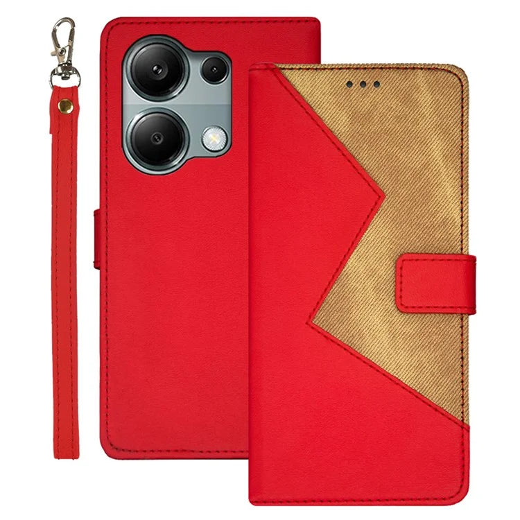IDEWEI For Xiaomi Redmi Note 13 Pro 4G / Poco M6 Pro 4G Cover Splicing Color Leather Cell Phone Case