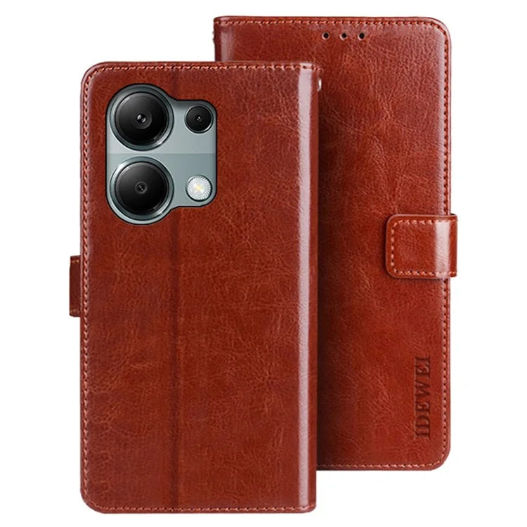 IDEWEI For Xiaomi Redmi Note 13 Pro 4G / Poco M6 Pro 4G Case Magnetic Clasp Leather Anti-fall Phone Cover